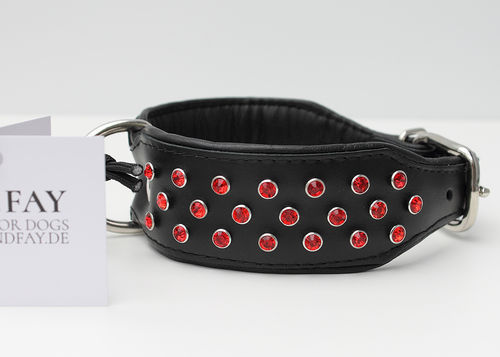 Hundehalsband Echtleder - RED SERIES - Strass - Red Colours