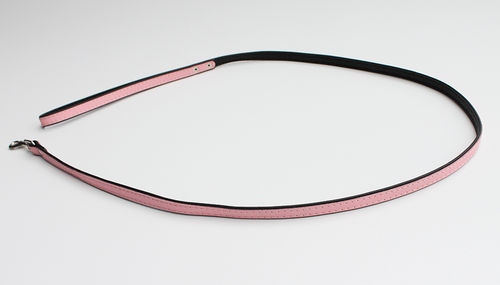 Hundeleine Echtleder - Flach - 1,30m - rosa/schwarz