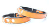 Hundehalsband Echtleder - 2cm breit - orange/schwarz