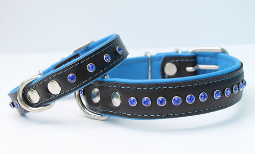 Hundehalsband Echtleder - Style - Blau